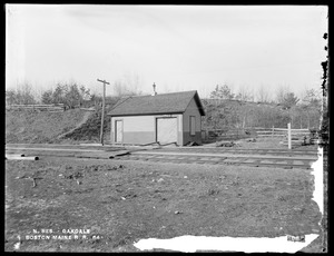 Wachusett Reservoir, Boston & Maine Railroad's section house, near the west side of West Boylston Manufacturing Company's mill pond, from the east near Railroad tracks, Oakdale, West Boylston, Mass., Jan. 20, 1897