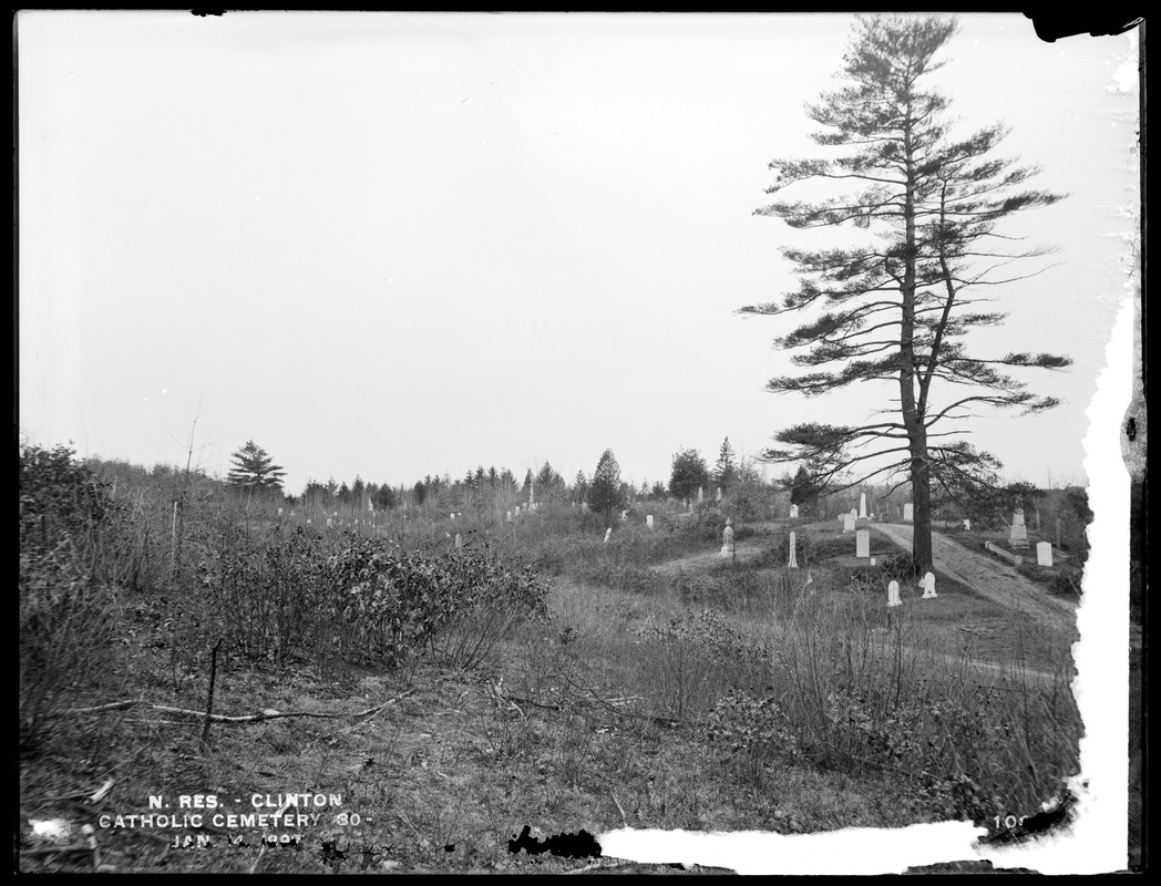 Wachusett Reservoir, Catholic Cemetery, near Sandy Pond, eastern part, from the east end near east entrance, Clinton, Mass., Jan. 14, 1897