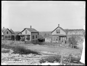 Wachusett Reservoir, Joseph Morrison's houses, on the west side of Boylston Street, nearly opposite Wilson Street, from the east in Wilson Street, near the corner of Boylston Street, Clinton, Mass., Jan. 22, 1897