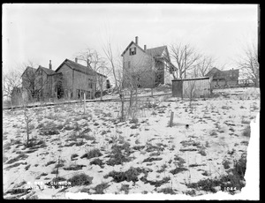 Wachusett Reservoir, David Latin's house, on the west side of Boylston Street, opposite Wilson Street, from the west in the yard, Clinton, Mass., Jan. 22, 1897