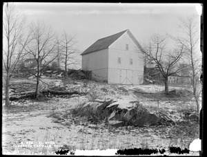 Wachusett Reservoir, Clarence Carville's house and barn, near the west side of the road, from the southwest, Clinton, Mass., Jan. 22, 1897