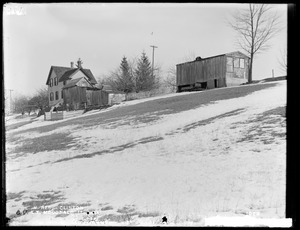 Wachusett Reservoir, Joseph F. and Thomas McDonald's house and barns, on the west side of Main Street, from the southwest in the field, Clinton, Mass., Feb. 11, 1897