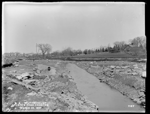 Wachusett Aqueduct, stripping, and Charles F. Choate's road crossing, Section 11, from the east, Southborough, Mass., Mar. 29, 1897