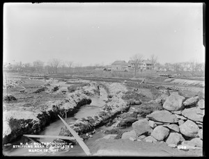 Wachusett Aqueduct, stripping at Charles F. Choate's road crossing, Section 11, from the east, Southborough, Mass., Mar. 29, 1897