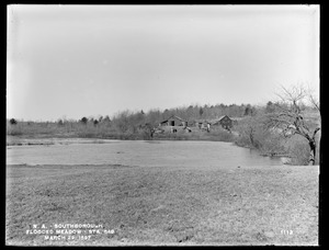 Wachusett Aqueduct, camp and flooded meadow, Section 11, station 540, from the east near road, Southborough, Mass., Mar. 29, 1897