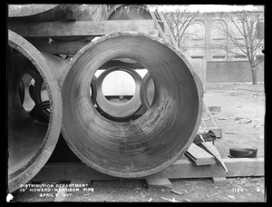 Distribution Department, Edgeworth Pipe Yard, 48-inch Howard-Harrison Iron Company pipe (B-233, 8150 lbs.), Malden, Mass., Apr. 6, 1897