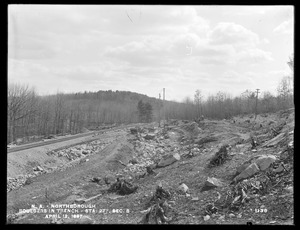 Wachusett Aqueduct, boulders in trench, Section 6, station 277, from the north, Northborough, Mass., Apr. 12, 1897