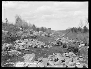 Wachusett Aqueduct, boulders in trench, Section 6, station 277, from the south, Northborough, Mass., Apr. 12, 1897