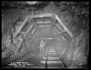 Wachusett Aqueduct, timbering, Section 3, station 74+, from the west (interior), West Berlin, Berlin, Mass., Apr. 15, 1897