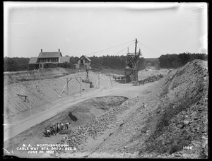 Wachusett Aqueduct, cableway, Section 9, station 350+, from the south, Northborough, Mass., Jun. 28, 1897