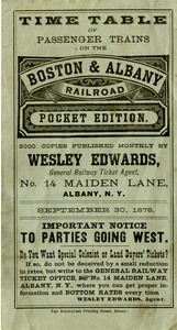 Time Table of Passenger Trains on the Boston & Albany Railroad