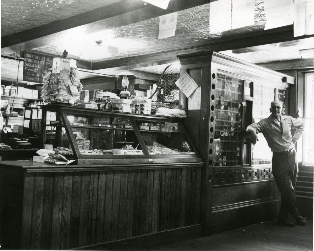 Gregory Store, Princeton, MA - interior, c 1950