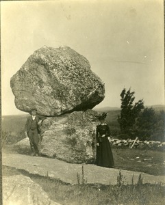 Mount Wachusett, Princeton, MA - two people and Balance Rock