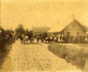 Princeton Depot, Princeton, MA - coaches in front, c 1900