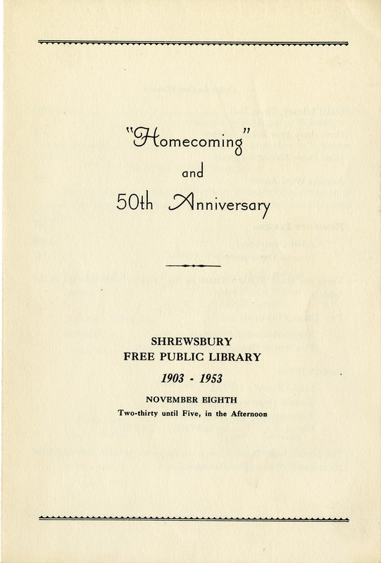 "Homecoming" and 50th Anniversary brochure for the Shrewsbury Public Library