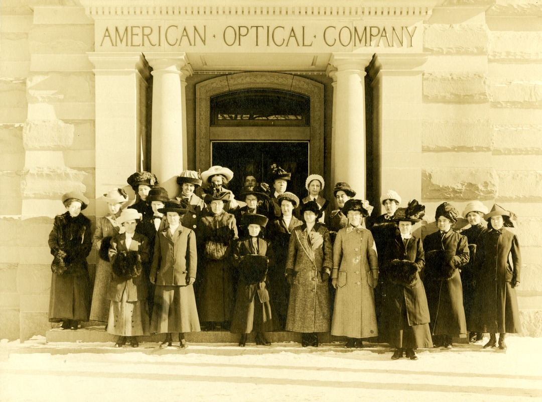 American Optical Company women at the main entrance, Main Plant, Southbridge