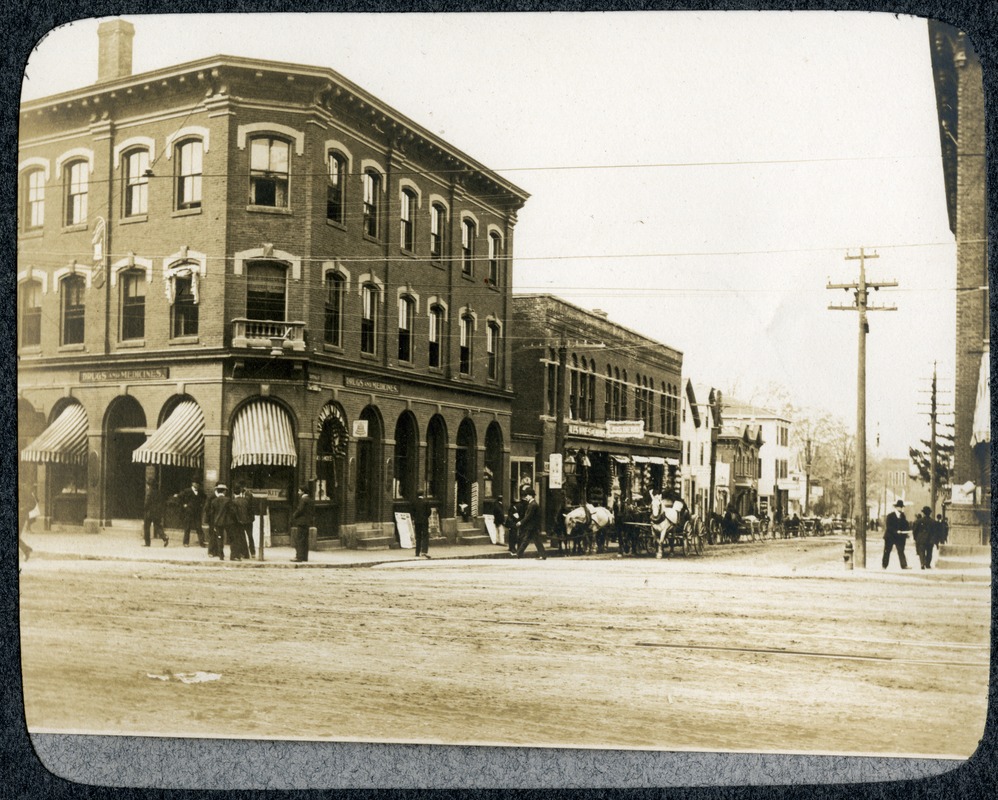 Central Street and corner of Main Street Southbridge Massachusetts: looking north