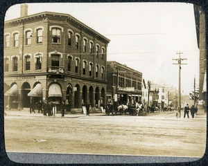 Central Street and corner of Main Street Southbridge Massachusetts: looking north