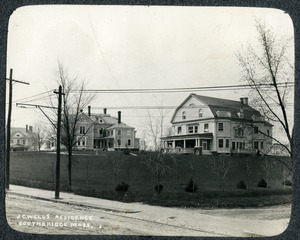 Residences of George W. Wells and Joel Cheney Wells on Main Street Southbridge Massachusetts with a glimpse of a third residence