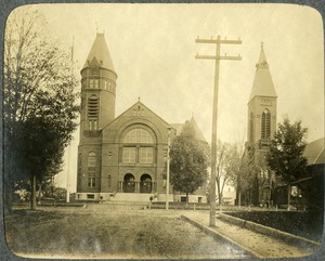 Town Hall and Elm Street Congregational Church, Southbridge, Massachusetts