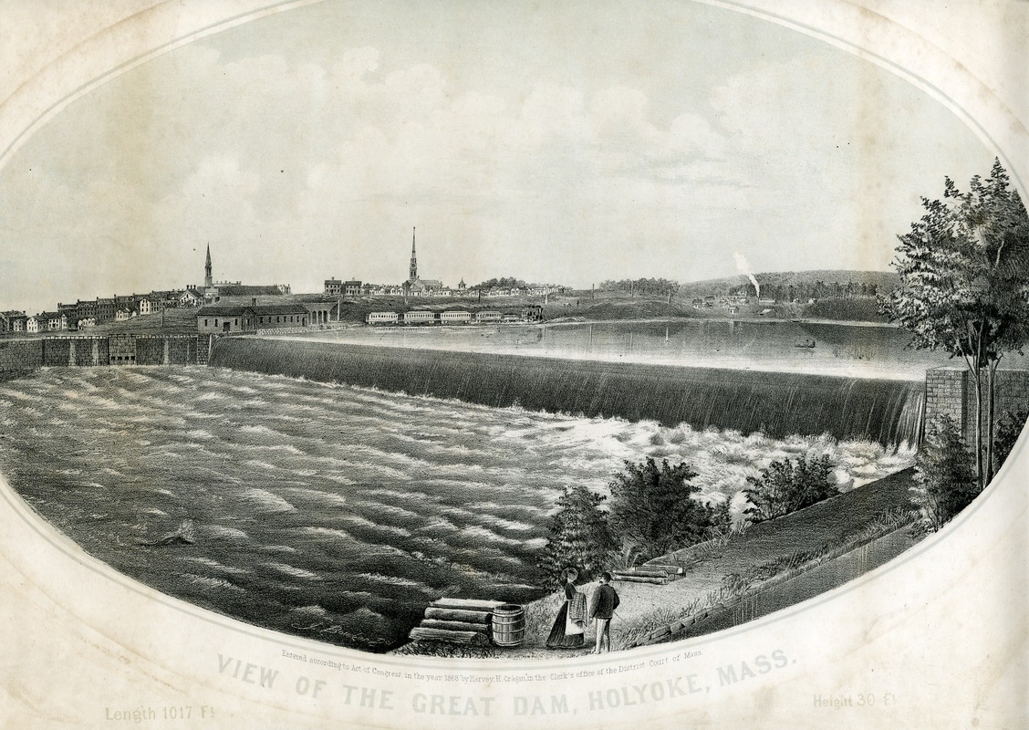 View of the great dam, Holyoke, Mass. from South Hadley Falls