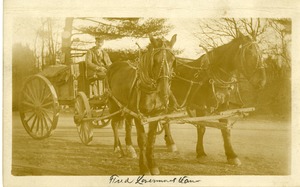 Fred A. Livermore and his horse drawn wagon
