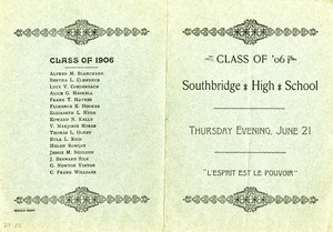 Southbridge High School Graduation Program 1906