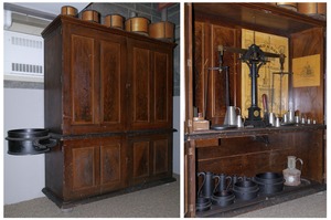 Williamsburg's official town weights and measures cabinet and accessories