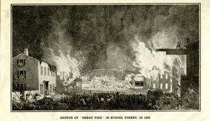 "Great fire" on School Street in 1838 (Worcester, Mass.)