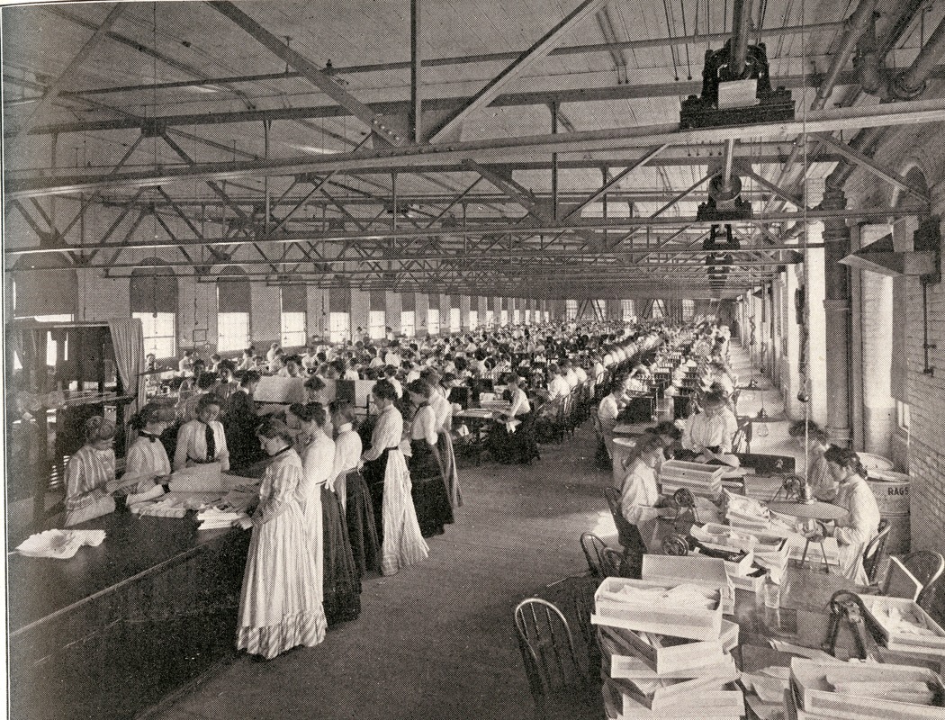 One of the main stitching-rooms at the Royal Worcester Corset, co., Worcester, Massachusetts