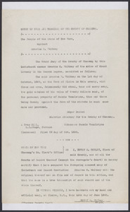 Sacco-Vanzetti Case Records, 1920-1928. Defense Papers. Court of Oyer and Terminer of the County of Chemung: People of New York v. Erastus C. Whitney. Grand Jury indictment for Larceny in the Second Degree, November 23, 1892. Box 12, Folder 2, Harvard Law School Library, Historical & Special Collections