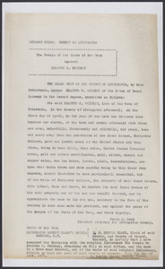 Sacco-Vanzetti Case Records, 1920-1928. Defense Papers. Supreme Court, County of Livingston (NY) People of New York v. Erastus C. Whitney, Grand Jury indictment for Larceny in the Second Degree, n.d. Box 12, Folder 28, Harvard Law School Library, Historical & Special Collections