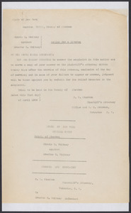 Sacco-Vanzetti Case Records, 1920-1928. Defense Papers. Minnie Z. Whitney v. Erastus C. Whitney: Summons and Complaint in Divorce Case, 1908-1909. Box 12, Folder 36, Harvard Law School Library, Historical & Special Collections