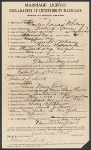 Sacco-Vanzetti Case Records, 1920-1928. Defense Papers. Photo Reproduction of Marriage License, 1914. Box 12, Folder 42, Harvard Law School Library, Historical & Special Collections