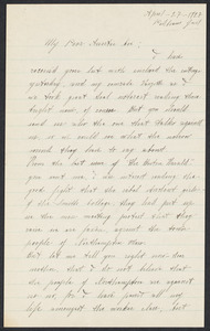 Sacco-Vanzetti Case Records, 1920-1928. Correspondence. Nicola Sacco to Mrs. Elizabeth Evans, April 27, 1927. Box 38, Folder 22, Harvard Law School Library, Historical & Special Collections