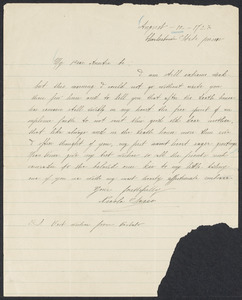 Sacco-Vanzetti Case Records, 1920-1928. Correspondence. Nicola Sacco to Mrs. Elizabeth Evans, August 12, 1927. Box 38, Folder 31, Harvard Law School Library, Historical & Special Collections