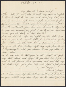 Sacco-Vanzetti Case Records, 1920-1928. Correspondence. Nicola Sacco to Mrs. Cerise Jack, October 29, 1922. Box 38, Folder 39, Harvard Law School Library, Historical & Special Collections