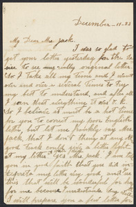 Sacco-Vanzetti Case Records, 1920-1928. Correspondence. Nicola Sacco to Mrs. Cerise Jack, December 11, 1923. Box 38, Folder 45, Harvard Law School Library, Historical & Special Collections