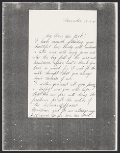 Sacco-Vanzetti Case Records, 1920-1928. Correspondence. Nicola Sacco to Mrs. Cerise Jack, December 25, 1924. Box 38, Folder 60, Harvard Law School Library, Historical & Special Collections