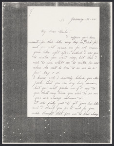 Sacco-Vanzetti Case Records, 1920-1928. Correspondence. Nicola Sacco to Mrs. Cerise Jack, January 29, 1925. Box 38, Folder 61, Harvard Law School Library, Historical & Special Collections