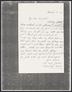 Sacco-Vanzetti Case Records, 1920-1928. Correspondence. Nicola Sacco to Mrs. Cerise Jack, March 17, 1925. Box 38, Folder 63, Harvard Law School Library, Historical & Special Collections