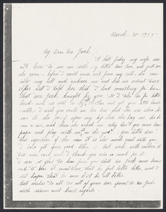 Sacco-Vanzetti Case Records, 1920-1928. Correspondence. Nicola Sacco to Mrs. Cerise Jack, March 30, 1925. Box 38, Folder 65, Harvard Law School Library, Historical & Special Collections