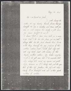 Sacco-Vanzetti Case Records, 1920-1928. Correspondence. Nicola Sacco to Mrs. Cerise Jack, May 22, 1925. Box 38, Folder 68, Harvard Law School Library, Historical & Special Collections