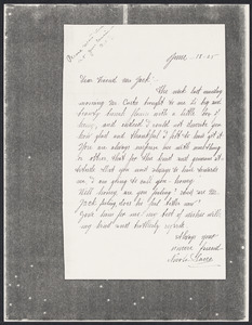 Sacco-Vanzetti Case Records, 1920-1928. Correspondence. Nicola Sacco to Mrs. Cerise Jack, June 18, 1925. Box 38, Folder 70, Harvard Law School Library, Historical & Special Collections