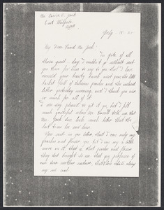 Sacco-Vanzetti Case Records, 1920-1928. Correspondence. Nicola Sacco to Mrs. Cerise Jack, July 18, 1925. Box 38, Folder 74, Harvard Law School Library, Historical & Special Collections