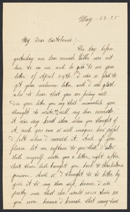 Sacco-Vanzetti Case Records, 1920-1928. Correspondence. Nicola Sacco to Bartolomeo Vanzetti, May 23, 1925. Box 38, Folder 89, Harvard Law School Library, Historical & Special Collections