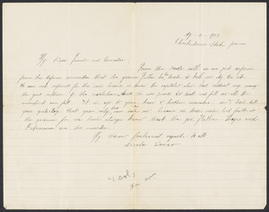Sacco-Vanzetti Case Records, 1920-1928. Correspondence. Nicola Sacco to no person, August 4, 1927. Box 38, Folder 96, Harvard Law School Library, Historical & Special Collections