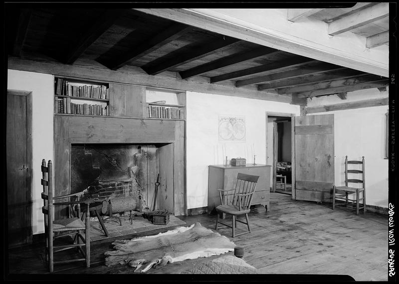 Saugus Iron works, West bedroom, fireplace, interior