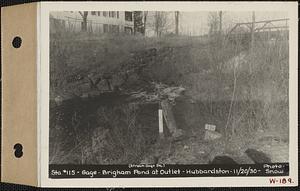 Station #115, gage, Brigham Pond at outlet, Hubbardston, Mass., Nov. 20, 1930