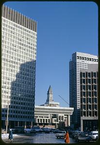 View of Custom House Tower over Boston City Hall